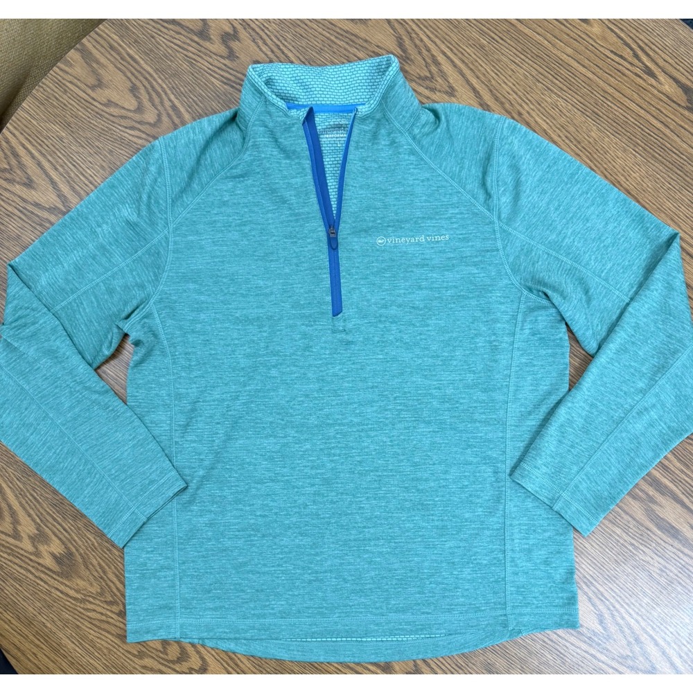 Vineyard Vines Performance Mens Large 1/4 Zip Pullover Heather Green Sweatshirt